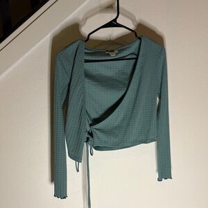 Topshop Sea Green Wrap Blouse